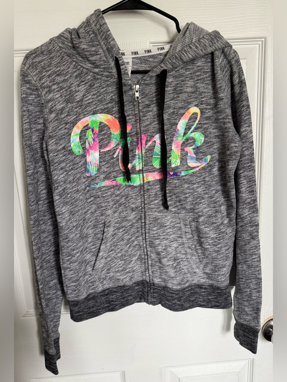 Victoria's Secret PINK Heather Gray Sweatshirt with White Trim